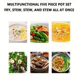 1 Set of Multifunctional Five-Piece Enamel Cookware Set - Lightweight, Thin, Versatile, and Compatible with Open Flame, Electric Stove, and Gas Stove for Home, Kitchen, Restaurant, and Daily Cooking Needs