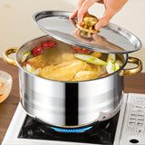 10-Piece Durable Stainless Steel Saucepan Set with Lids - Induction Compatible, Dual Handle Pots for Versatile Kitchen Cooking, 5 Sizes for Soup, Stew, Noodles and More