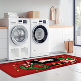 Christmas Holiday Bath Mat with Santa Hat, Holly, and Candy Canes - Non-Slip, Machine Washable, Medium Pile, Woven Polyester, 550gsm, 0.47inch Thick, Comfortable Floor Mat for Entryway, Kitchen, Living Room, Bedroom, Laundry Room - 1 Piece