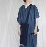 Shan Qian Nianyi, neutral literary and artistic spring and summer cotton and linen soft and comfortable blue plaid casual wide-leg pants