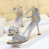 2025 1688-3  style sexy banquet summer high heels women's shoes stiletto high heels open-toed rhinestones with sandals
