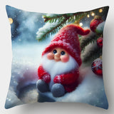 Contemporary Christmas Snowman Throw Pillow Covers, 4-Piece Set, Festive Cushion Cases 17.7"x17.7", Zippered Polyester Decorative Pillowcases for Living Room, Hand Wash Only, Woven Cute Snowman Print without Inserts