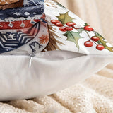 1pc Contemporary Highland Cow Throw Pillow Cover, 17.7"x17.7" Polyester Woven Decorative Cushion Case with Zipper for Sofa and Home Decor, Hand Wash Only, Holiday Animal & Tree Pattern