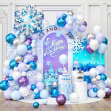 145pcs, Snowflake Balloon Garland Arch Kit, Christmas Decor, Winter Party Decor, Birthday Decor, Anniversary Decor, Holiday Decor, Celebration Decor, Theme Event Decor, Indoor Outdoor Decor, Party Decor Supplies