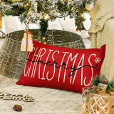 1pc Sm:e Merry Christmas Red Throw Pillow Cover, 12 X 20 Inch Winter Holiday Cushion Case Decoration For Sofa Couch