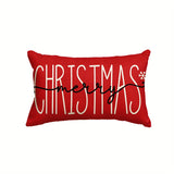 1pc Sm:e Merry Christmas Red Throw Pillow Cover, 12 X 20 Inch Winter Holiday Cushion Case Decoration For Sofa Couch