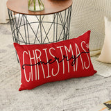 1pc Sm:e Merry Christmas Red Throw Pillow Cover, 12 X 20 Inch Winter Holiday Cushion Case Decoration For Sofa Couch