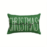 1pc Sm:e Merry Christmas Red Throw Pillow Cover, 12 X 20 Inch Winter Holiday Cushion Case Decoration For Sofa Couch