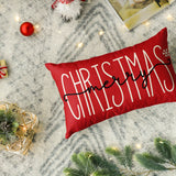 1pc Sm:e Merry Christmas Red Throw Pillow Cover, 12 X 20 Inch Winter Holiday Cushion Case Decoration For Sofa Couch