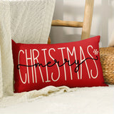 1pc Sm:e Merry Christmas Red Throw Pillow Cover, 12 X 20 Inch Winter Holiday Cushion Case Decoration For Sofa Couch