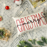 1pc Sm:e Merry Christmas Red Throw Pillow Cover, 12 X 20 Inch Winter Holiday Cushion Case Decoration For Sofa Couch
