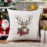 Christmas Reindeer Pillow Cover, 1pc Hypoallergenic Polyester Throw Pillow Case 17.7x17.7 Inch - Festive Deer Print, Machine Washable with Hidden Zipper, Woven Peach Skin Velvet for Living Room, Bedroom, Sofa Cushion Decoration