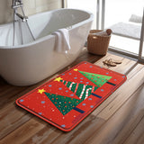 600gsm Thick Christmas Winter Tree Snowflake Pattern Flannel Non-Slip Polyester Bath Mat, Hand Washable, Comfortable Tatami Mat for Adults, Skin-Friendly Office Mat, Indoor Shower Room Mat, Game Room Mat, 1.2cm Woven Rectangle