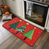 600gsm Thick Christmas Winter Tree Snowflake Pattern Flannel Non-Slip Polyester Bath Mat, Hand Washable, Comfortable Tatami Mat for Adults, Skin-Friendly Office Mat, Indoor Shower Room Mat, Game Room Mat, 1.2cm Woven Rectangle