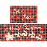 2pc Christmas Carpet, Non Slip Machine Washable, Floor Mat Resistant Door Mat Living Room Bathroom Kitchen, Home Decor