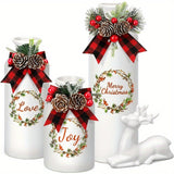 Set of 4 Artificial Christmas Vase and Elk with Mixed Christmas Decor Ceramic Bottles for Indoor Outdoor Kitchen Farmhouse