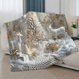 Soft and Warm Comfortable Christmas Blankets for All Seasons with Holiday Trees and Winter Figures