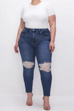 hulianfu - Black Casual Solid Patchwork High Waist Skinny Denim Jeans