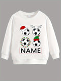 Custom Christmas Name & Soccer Print - Cozy Fleece-Lined Long Sleeve Pullover for Boys & Girls, Perfect for Fall/Winter