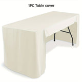 1pc Premium Fitted Tablecloth - Seamless Rectangle Cover for Folding Tables - Durable Washable Fabric - Perfect for Trade Shows, Weddings, Buffets & Crafts - Event-Ready Display