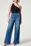 hulianfu - Navy Blue Casual Daily Solid Patchwork High Waist Regular Denim Jeans