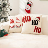 2pcs, Christmas Embroidery Home Decorative Pillow Covers, Santa Deer Gnomes Exquisite Tufted Punch Farmhouse Couch Pillowcases, 18*18in, Cozy Holiday Home Decor for Sofa & Bedroom & Outdoor & Living Room, Set of 2, Without Pillow Inserts