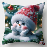 Contemporary Christmas Snowman Throw Pillow Covers, 4-Piece Set, Festive Cushion Cases 17.7
