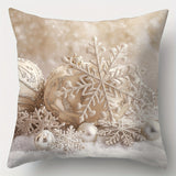 Christmas Cheer 4pcs Throw Pillow Cover Set - Soft & Cozy Snowflake & Wreath Design for Living Room and Bedroom Decor, Perfect Holiday Home Accent (Inserts Not Included)