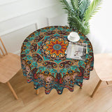 1pc Vibrant Mandala Round Tablecloth - Waterproof Circular Patio Dining Table Cover for Backyard BBQ Picnic - 60 Inch Boho Chic Home Kitchen Decoration with Easy Clean and Stain Resistant Features