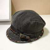 Womens Vintage-Inspired Lightweight Cotton Breton Cap - Artistic College Style Bucket Hat with Woven Craftsmanship and Lace Pattern - Perfect for Holiday and Everyday Wear