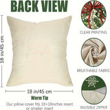 4-Pack Festive Holly Berry & Snowflake Christmas Throw Pillow Covers - Vibrant Polyester Fabric, Zipper Closure, Machine Washable, Hypoallergenic, and Stain-Resistant - Perfect for Various Rooms, 18x18" Pillowcases Only