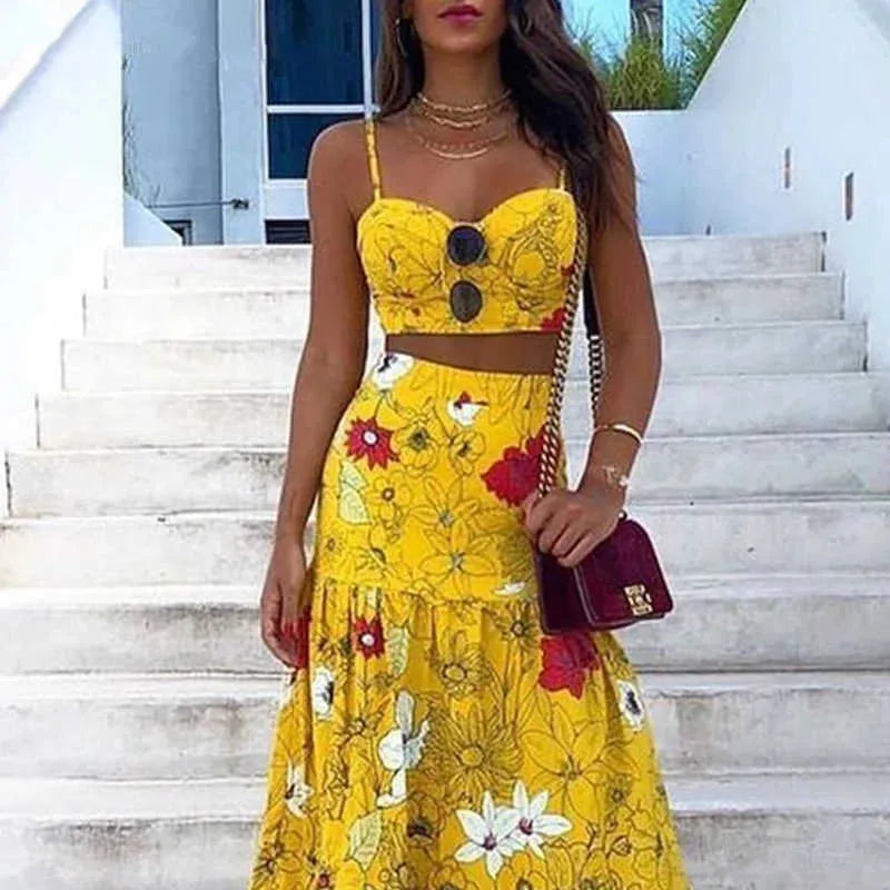 Two Piece Dress Floral Print Summer Dresses For Women Two Piece Skirt HuLianFu Two Piece Dress Floral Print Summer Dresses For Women Two Piece Skirt HuLianFu