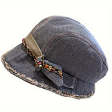 Womens Vintage-Inspired Lightweight Cotton Breton Cap - Artistic College Style Bucket Hat with Woven Craftsmanship and Lace Pattern - Perfect for Holiday and Everyday Wear