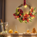 Christmas Wreaths For Door Wreath 12inch 30 LED Christmas Swag Christmas Decoration Christmas Wreath With Christmas Red Berries, Pine Cones, Cedar Leaves For Home Indoor Outdoor Decoration Gift Great Atmosphere  New