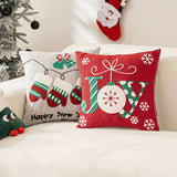 2pcs, Christmas Embroidery Home Decorative Pillow Covers, Santa Deer Gnomes Exquisite Tufted Punch Farmhouse Couch Pillowcases, 18*18in, Cozy Holiday Home Decor for Sofa & Bedroom & Outdoor & Living Room, Set of 2, Without Pillow Inserts