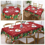 1pc Red Bell Snowflake Polyester Tablecloth - Merry Christmas Table Cover, Atmospheric Holiday Desktop Decoration Fabric, Home Decor, Gift Idea for Festive Season