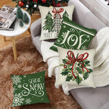 4-Pack Festive Holly Berry & Snowflake Christmas Throw Pillow Covers - Vibrant Polyester Fabric, Zipper Closure, Machine Washable, Hypoallergenic, and Stain-Resistant - Perfect for Various Rooms, 18x18" Pillowcases Only