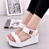 New Sandals Women Summer Shoes Woman Wedges Platform Sandals Fashion Fish Mouth Rome Sandals White Black Women Shoes