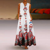 Floral Print Boho Casual Long Dress Summer Clothes For Women V-neck Sexy Off Shoulder Ladies Dresses Plus Size Maxi Dress