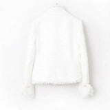 hulianfu tweed jacket White Pearl inlaid pocket autumn /winter women's jacket new slim slimming tweed ladies jacket coat