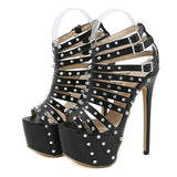 New Summer Platform High Heels Sandals Women Sexy Peep Toe Pumps Fashion Rivet Decoration Ladies Party Pole Dance Shoes