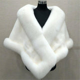 Big Bridal Faux Fur Wraps Winter Wedding Coat Warm shawls Outerwear White Black Blue Shrug Women Jacket Prom size 165*55 cm