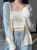 hulianfu New hot style loose outer wear white knitted cardigan women's gentle wind sweater coat