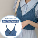 2 Piece Set Women Summer High Waist Dress Denim Camisole + Mini Dress Elegant Puff Sleeve A-line Dress Vintage Slim Dresses