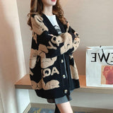 hulianfu Loose Sweater Oversize Woman Christmas Sweater Coat Korean Fashion Sweet Cardigans For Women  Thick Winter Clothes Knitted