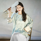 New Chinese top, summer skirt, button-down coat women's fashion suit, satin national style shirt B0319
