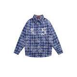 W822 Man Kun  Autumn and Winter New Product n Street Tide Loose Letter Embroidery Plaid Men's Thick Shirt Jacket