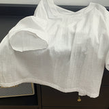 The relaxation of cotton and linen, the round neck seven-quarter sleeve shirt for women's  spring and summer new Korean version of solid color simple temperament top