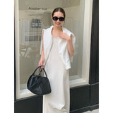 2025 THE MIND Modal solid color clean version vest skirt 2025 summer Korean minimalist style sleeveless dress T027-1