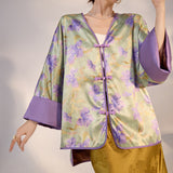 spring new Chinese flower print, fashionable and thin coat, light luxury high-end top, women's M4119